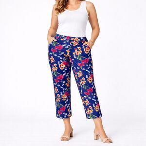 Lands End Pants Size 10P Stretch Floral Straight Leg NWOT